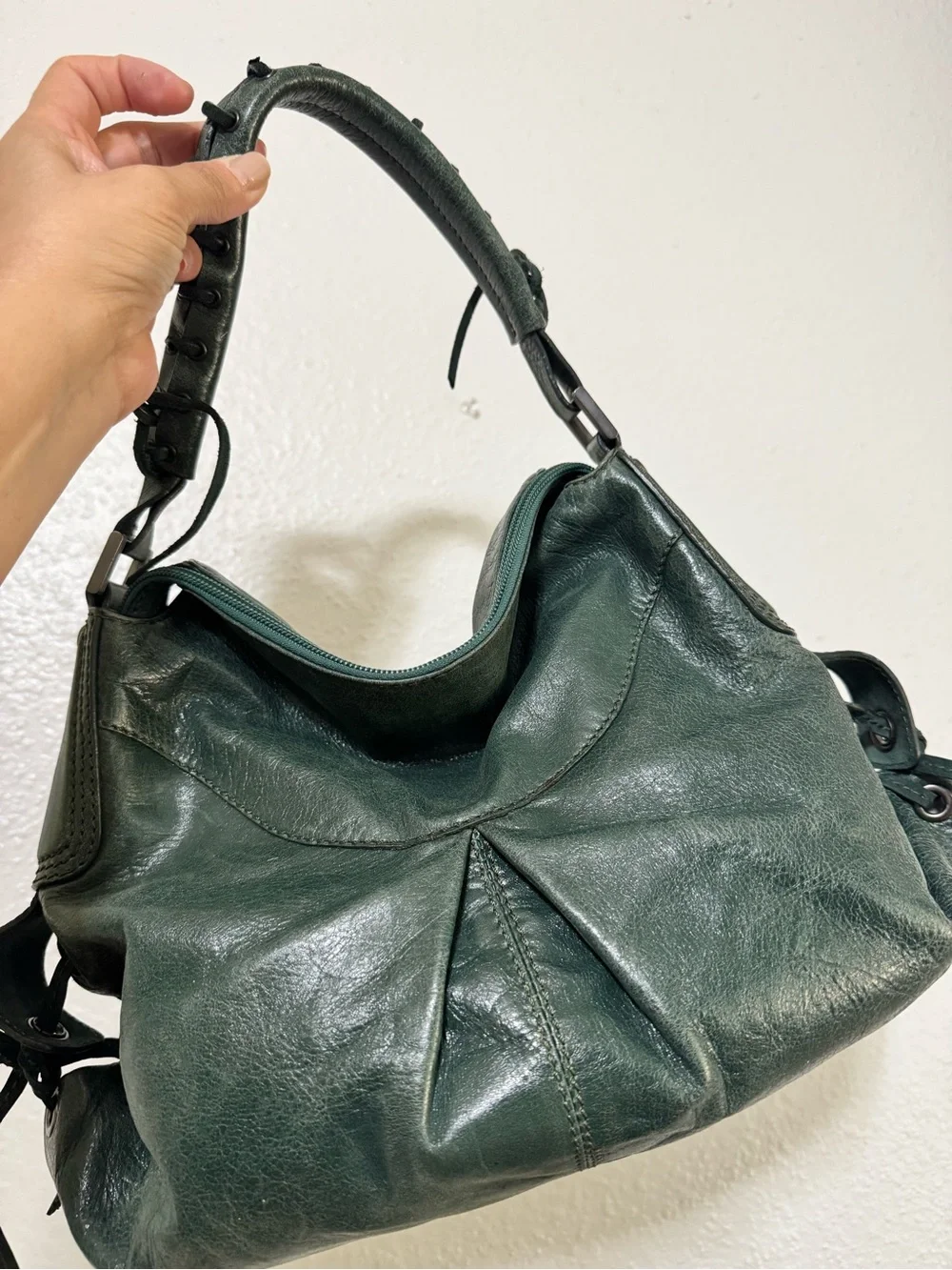 Francesco Biasia Dark Green Leather Hobo